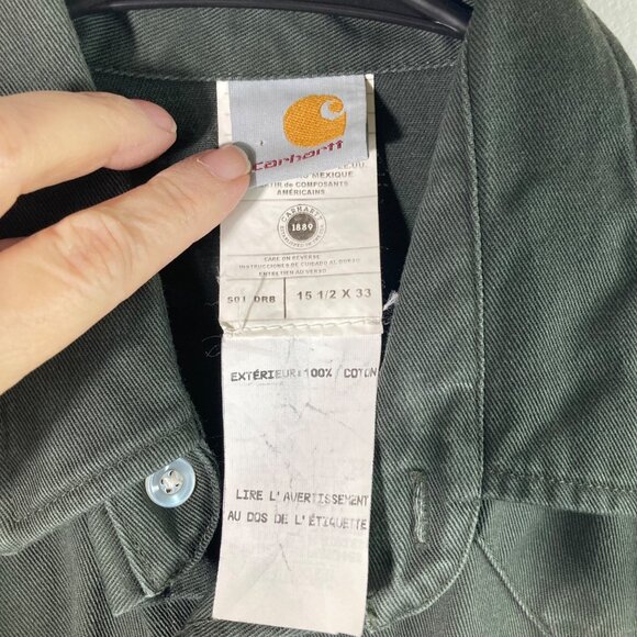 Mens Vintage Carhartt Heavy Canvas Workshirt M Snap Dark Gray Cotton S01 DRB 15 - Picture 5 of 6